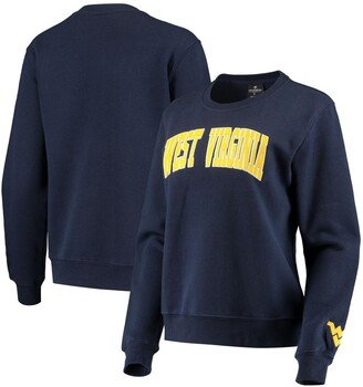 Women's Navy West Virginia Mountaineers Campanile Pullover Sweatshirt