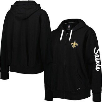 Women's Msx by Michael Strahan Black New Orleans Saints Emerson Tri-Blend Full-Zip Hoodie