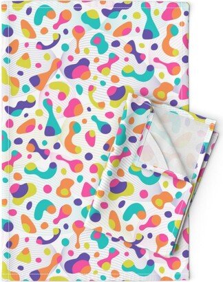 Abstract Whimsical Tea Towels | Set Of 2 - Blobjects By Portiamonberg Colorful Fun Bright Playful Linen Cotton Spoonflower