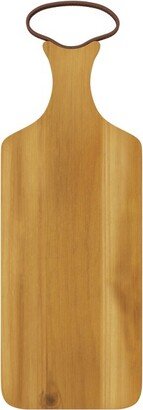 Acacia Wood Cutting Board with Leather Handle, 17