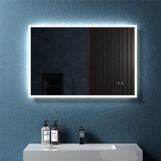 BESTCOSTY Modern Wall Mounted LED Backlit Anti-Fog Rectangular Bathroom Mirror