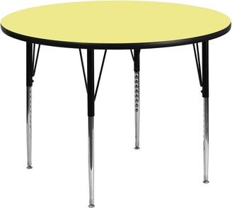 48'' Round Yellow Thermal Laminate Activity Table - Standard Height Adjustable Legs