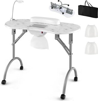 Folding Manicure Table Portable Nail Desk with Dust Collector