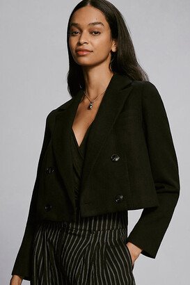Cropped Textured Suiting Blazer Jacket