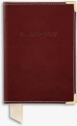 Mens Cognac Logo-print Leather Passport Cover