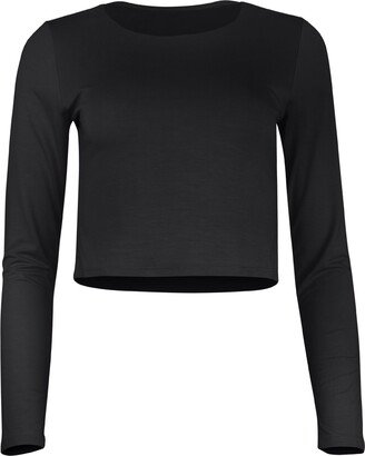 Lezat Runa Modal Long Sleeve Cropped Top - Black