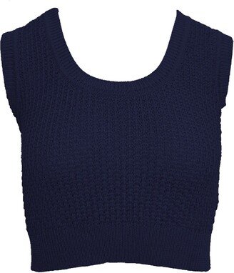 Róu So Brea Sleeveless Knitted Cropped Top -Navy