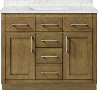 Athea 42 in. Vanity Almond Latte Finish Black and Brushed Nickel Hardware with Power Bar