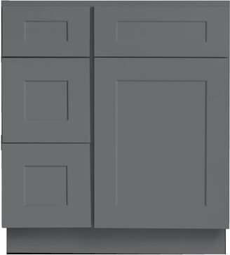 30 Inch Grey Shaker Bathroom Vanity, Organizer, Vanity With Drawers, Double Door Cabinet, Single Sink Storage Cabinet