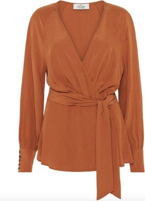 Allora Delilah Wrap Blouse Burnt Orange