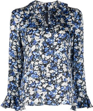 Nymph Wild Rose-print satin blouse