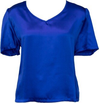 Le Réussi Shining Blue V-Neck Blouse