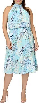 Adrianna Papell Plus Watercolor Floral Print Dress