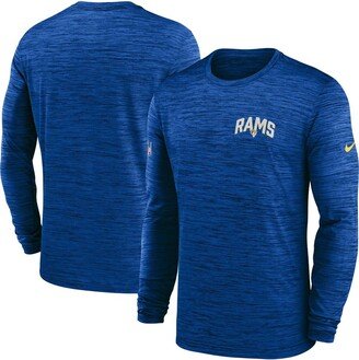 Men's Royal Los Angeles Rams Velocity Athletic Stack Performance Long Sleeve T-shirt