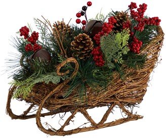 Christmas Sleigh with Pine, Pinecones and Berries Artificial Christmas Arrangement, 18