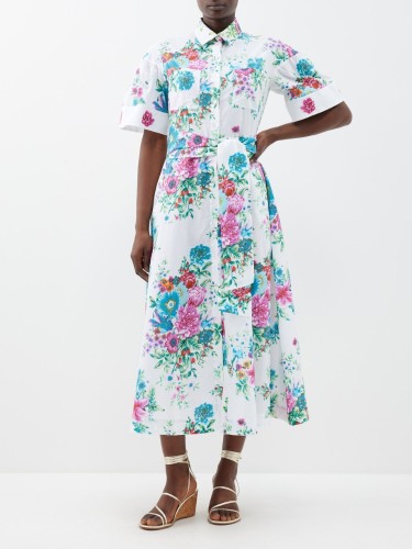 Sofia floral-print cotton midi shirt dress
