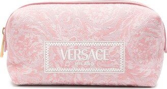 Embroidered-Logo Jacquard Toiletry Bag