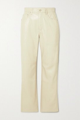 Vinni Cropped Vegan Leather Straight-leg Pants - Cream