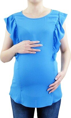 Indigo Poppy Ruffle Sleeve Maternity and Nursing Top