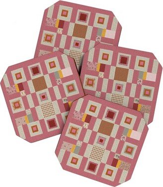 Megan Galante Pink Cottage Quilt Coaster Set