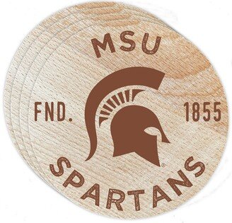 Michigan State Spartans Wood Coaster Engraved 4-Pack