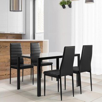 Moda Angela 5-Pieces Dining Table Set with 4 Leather Chairs