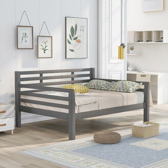 Calnod Full Size Daybed, Wooden Bedframe with Clean Lines and Beautiful Finish for Kids, Teens, Bedroom, No Box Spring Needed-AA