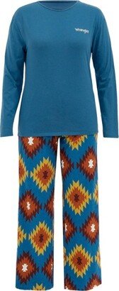 Women' and Plu Long Sleeve Top and Flannel Bottom Pajama Set