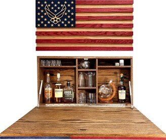 Air Force American Flag Murphy Bar - USA Hanging Cabinet With Us Solid Wood Wall Home Liquor