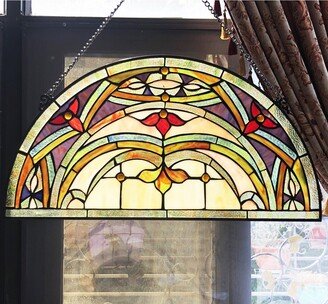 Gracewood Hollow Chu Glass Half-circle Window Panel/Suncatcher