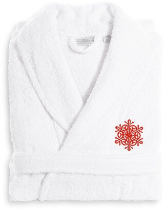 Red Snow Flake Turkish Cotton Terry Bathrobe