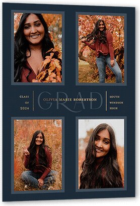 Graduation Announcements: Focus Grad Graduation Announcement, Gold Foil, Blue, 5X7, Matte, Personalized Foil Cardstock, Square