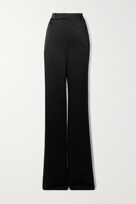 Satin Wide-leg Pants - Black