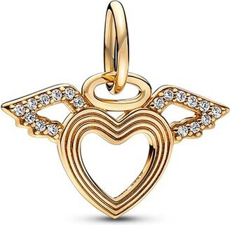 Moments 14K Cz Heart & Angel Wings Charm