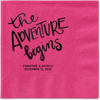 Wedding Napkins: Remarkable Adventure Napkins, Black, Magenta