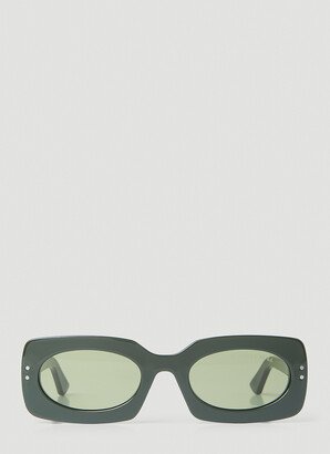 Clean Waves Inez & Vinoodh Low Rectangle Sunglasses - Sunglasses Green One Size