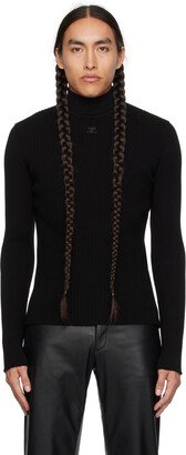 Black Embroidered Turtleneck-AC