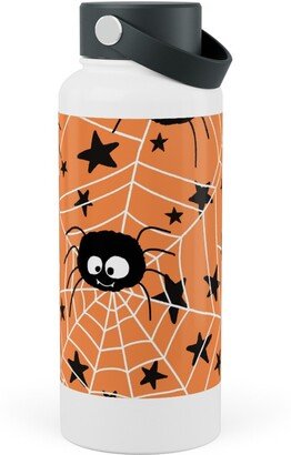 Photo Water Bottles: Cute Hand-Drawn Spider Halloween - Orange Stainless Steel Wide Mouth Water Bottle, 30Oz, Wide Mouth, Orange