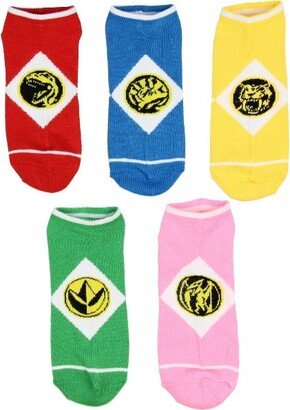 Seven Times Six Power Ranger Adult Character Cotume Deign 5 Pack No Show Ankle Sock Multicoloured