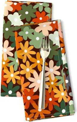 Daisy Field Dinner Napkins | Set Of 2 - 70S Ombre Flower By Tigatiga Colors Maximalist Retro Rainbow Cloth Spoonflower