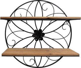 Black Metal & Wood Wall Shelf