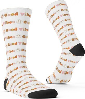 Socks: Good Vibes - Neutral Custom Socks, Beige