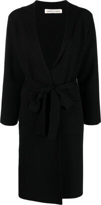 V-neck belted wool cardigan-AA