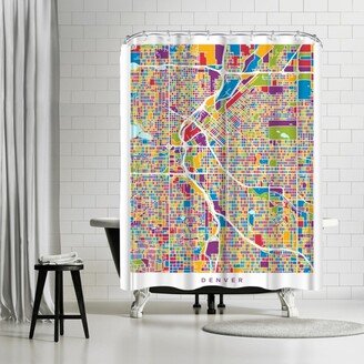 71 x 74 Shower Curtain, Denver Colorado Street Map New 5 by Michael Tompsett - Art Pause