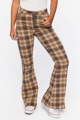 Plaid High-Rise Flare Pants