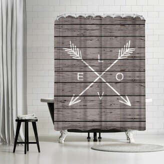 71 x 74 Shower Curtain, Love Arrows Wood by Samantha Ranlet