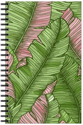 Notebooks: Banana Leaf - Pink Notebook, 5X8, Green