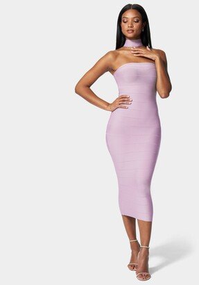 Bandage Choker Neck Midi Dress