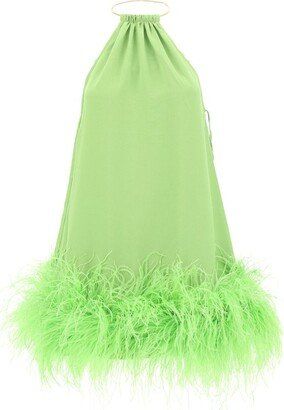 Reeves Feather-Trim Sleeveless Mini Dress