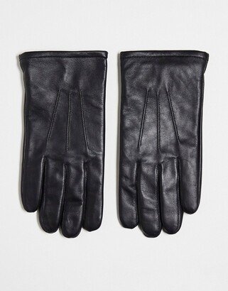 leather touchscreen gloves in black